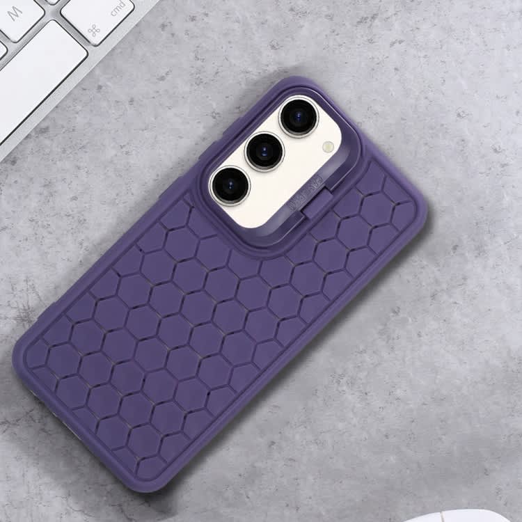 For Samsung Galaxy S23+ 5G Honeycomb Radiating Lens Holder Magsafe Phone Case(Purple)