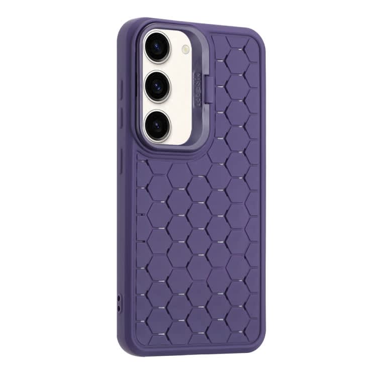 For Samsung Galaxy S23+ 5G Honeycomb Radiating Lens Holder Magsafe Phone Case(Purple)