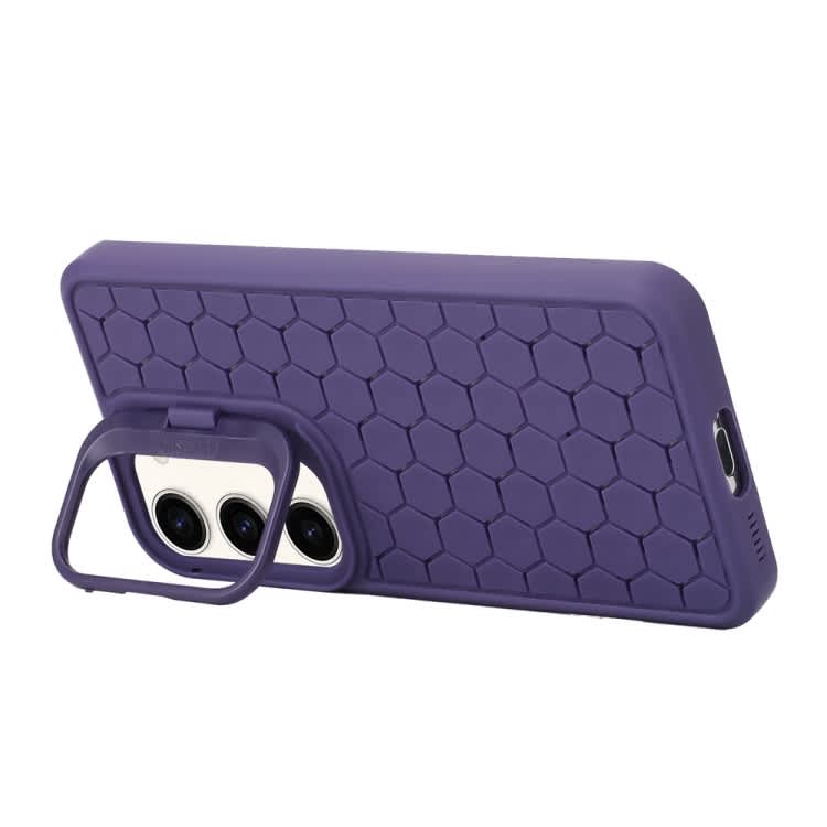 For Samsung Galaxy S23+ 5G Honeycomb Radiating Lens Holder Magsafe Phone Case(Purple)