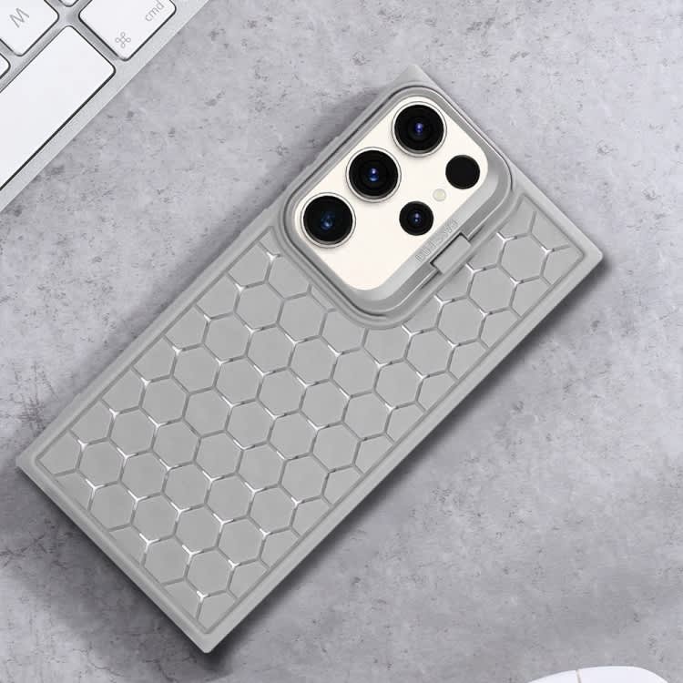 For Samsung Galaxy S23 Ultra 5G Honeycomb Radiating Lens Holder Magsafe Phone Case(Grey)