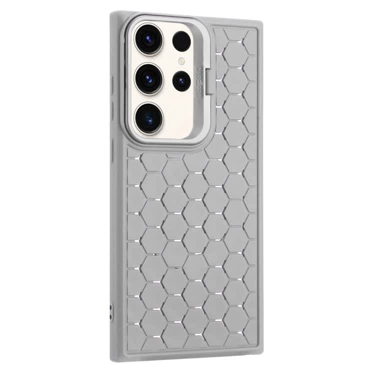 For Samsung Galaxy S23 Ultra 5G Honeycomb Radiating Lens Holder Magsafe Phone Case(Grey)