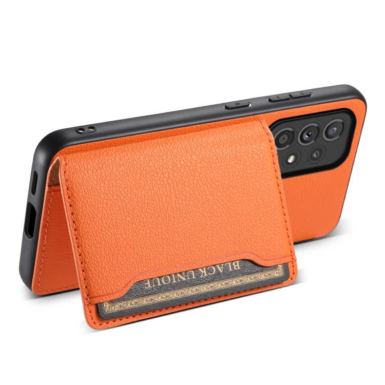 For Samsung Galaxy A33 5G Calf Texture Card Bag Design Full Coverage Phone Case(Orange)