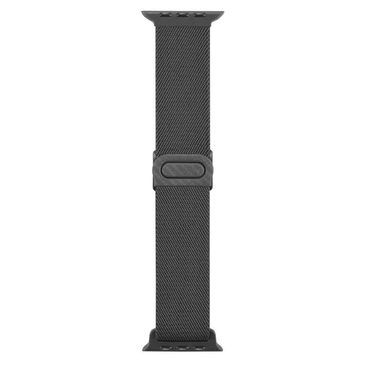For Apple Watch SE 2023 44mm Carbon Fiber Texture Snap Buckle Nylon Watch Band(Grey)