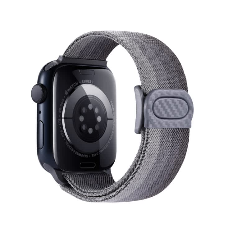 For Apple Watch SE 2022 40mm Carbon Fiber Texture Snap Buckle Nylon Watch Band(Gradient Grey)