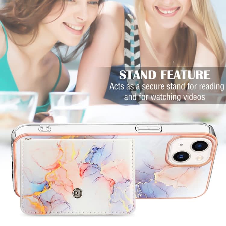 For iPhone 13 mini Marble Pattern IMD Card Slot Phone Case(Galaxy Marble White)