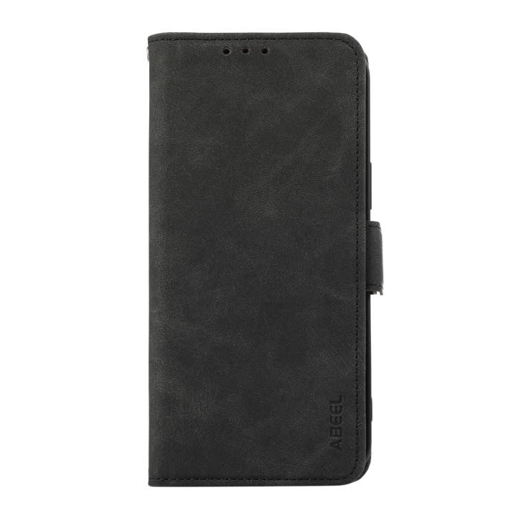 For iPhone 16 Pro ABEEL Frosted Magnetic RFID Leather Phone Case(Black)