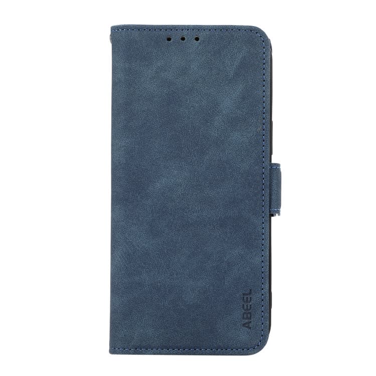 For iPhone 16 Plus ABEEL Frosted Magnetic RFID Leather Phone Case(Blue)