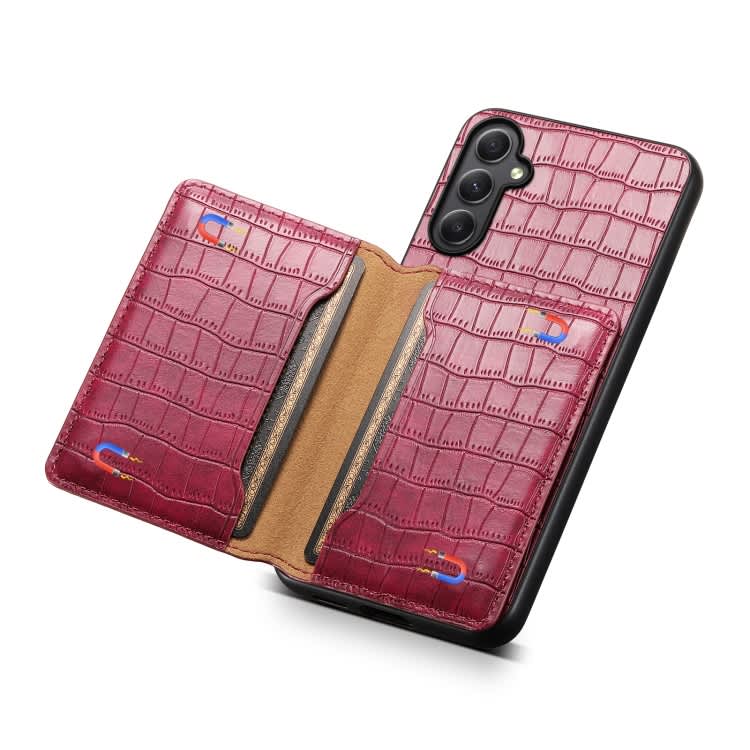 For Samsung Galaxy A35 5G Crocodile Texture Card Bag Design Full Coverage Phone Case(Red)