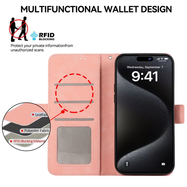 For Samsung Galaxy A34 5G ABEEL Frosted Magnetic RFID Leather Phone Case(Pink)