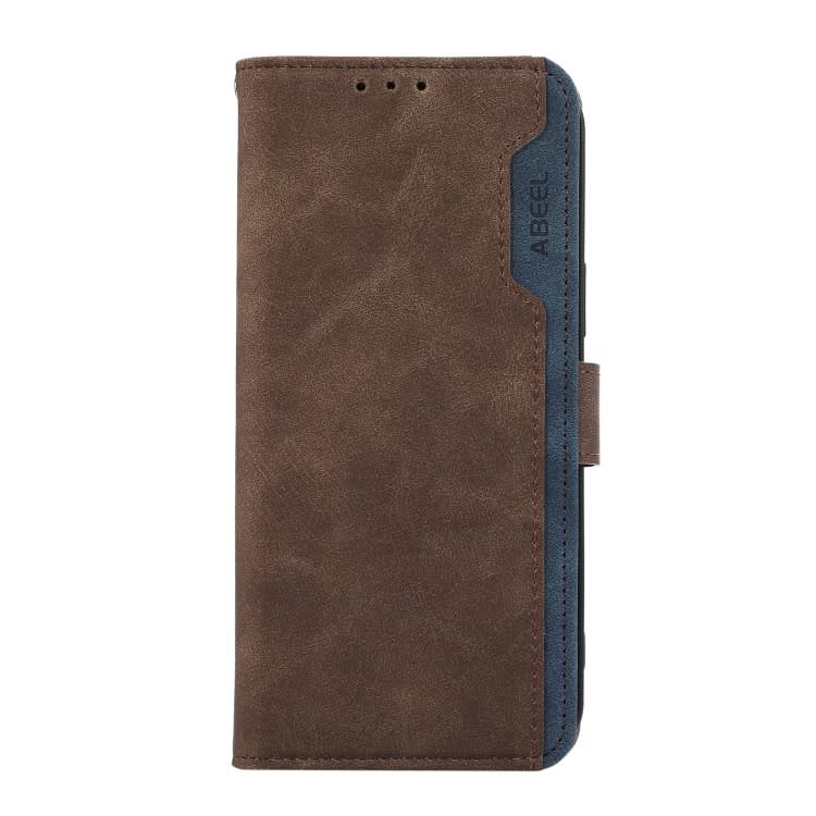 For Samsung Galaxy A14 5G ABEEL Color Block Magnetic RFID Leather Phone Case(Brown-Blue)