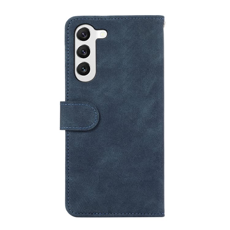 For Samsung Galaxy S22 5G ABEEL Color Block Magnetic RFID Leather Phone Case(Blue-Brown)