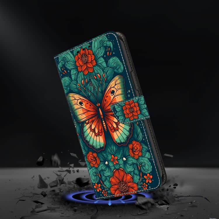 For iPhone XR Crystal Painted Leather Phone case(Flower Butterfly)