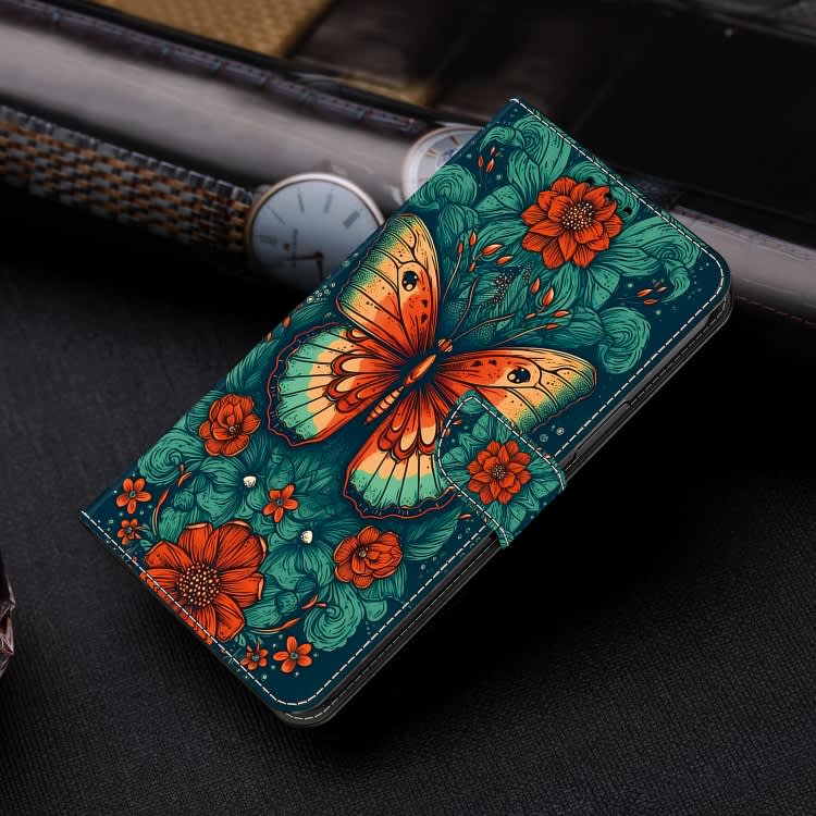 For Samsung Galaxy A51 4G Crystal Painted Leather Phone case(Flower Butterfly)