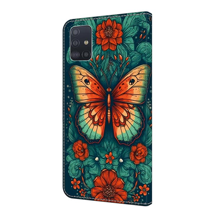 For Samsung Galaxy A51 4G Crystal Painted Leather Phone case(Flower Butterfly)
