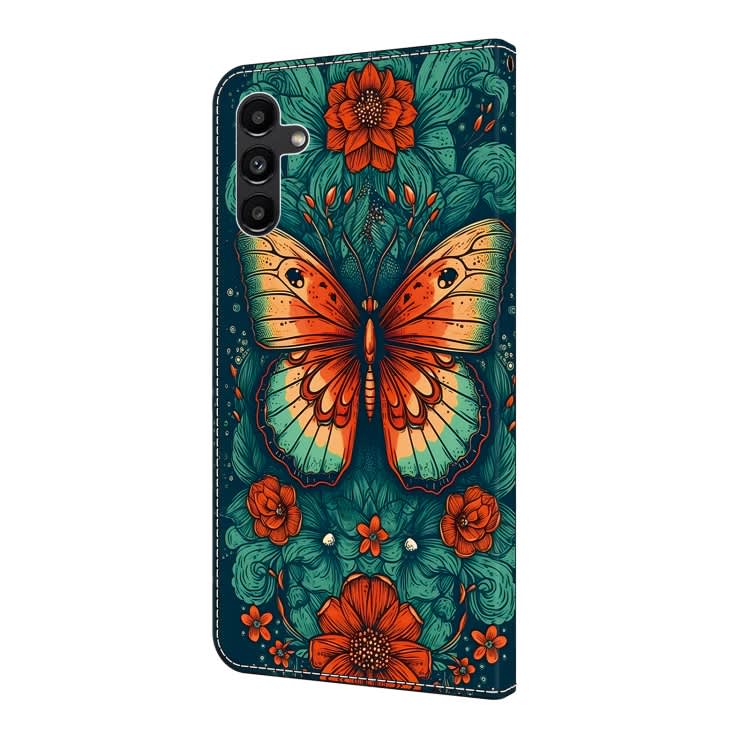 For Samsung Galaxy S21 5G Crystal Painted Leather Phone case(Flower Butterfly)