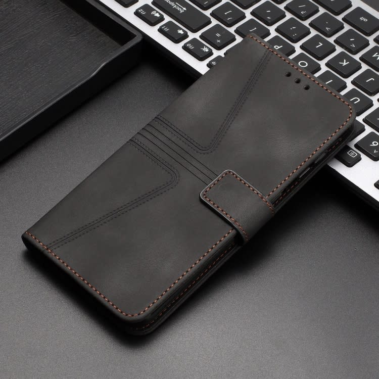 For iPhone 13 Pro Triangle Solid Color Leather Phone Case(Black)