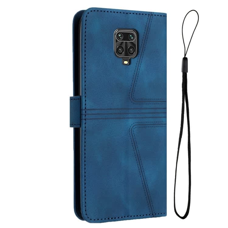 For Xiaomi Redmi Note 9 Pro Triangle Solid Color Leather Phone Case(Blue)