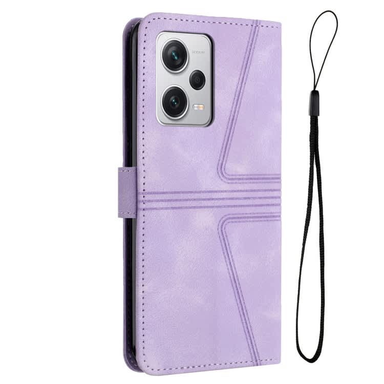 For Xiaomi Poco X5 5G Triangle Solid Color Leather Phone Case(Purple)