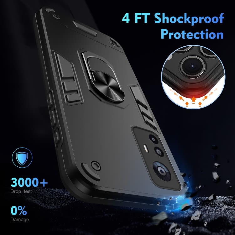 For Xiaomi 12T Shockproof Metal Ring Holder Phone Case(Black)