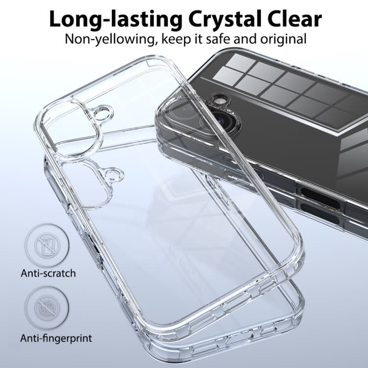 For iPhone 16 Plus Scratchproof Acrylic TPU Phone Case(Transparent)