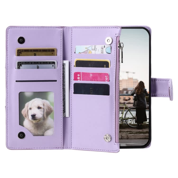 For Xiaomi Redmi 12 4G/5G Glitter Lattice Zipper Wallet Leather Phone Case(Purple)