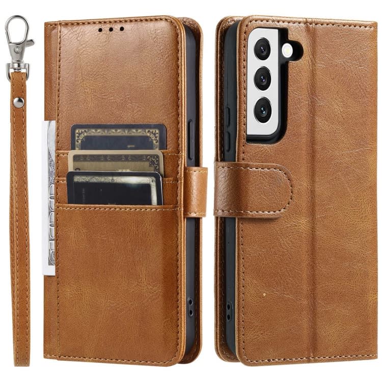 For Samsung Galaxy S22+ 5G Simple 6-Card Wallet Leather Phone Case(Brown)