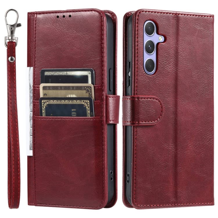 For Samsung Galaxy A54 5G Simple 6-Card Wallet Leather Phone Case(Wine Red)