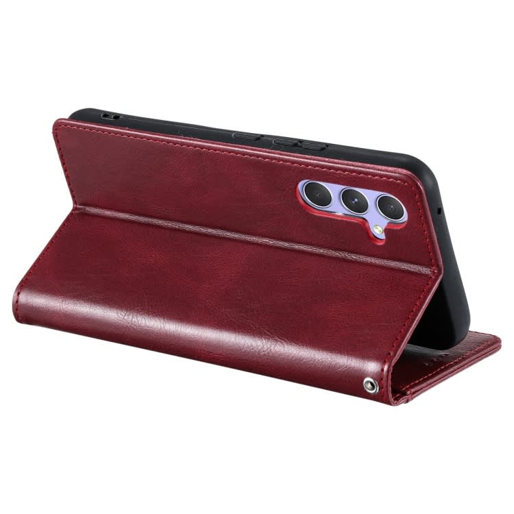 For Samsung Galaxy A55 5G Simple 6-Card Wallet Leather Phone Case(Wine Red)