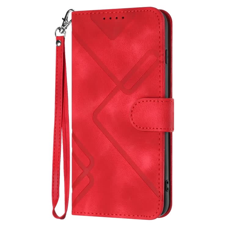 For Xiaomi Redmi A3 Pro Line Pattern Skin Feel Leather Phone Case(Red)