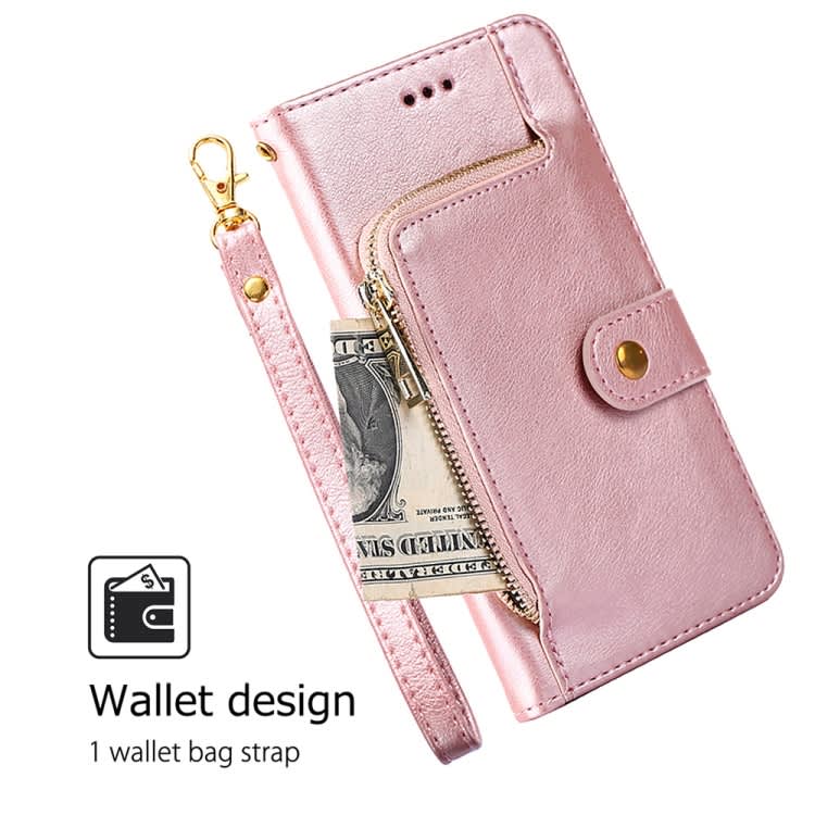 For Xiaomi Redmi Note 13 4G Zipper Bag Leather Phone Case(Rose Gold)