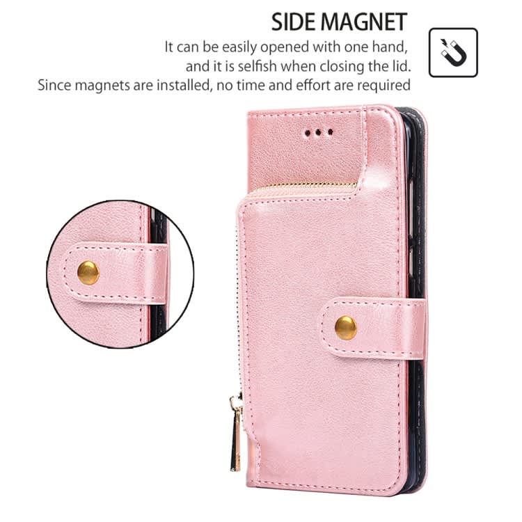 For Xiaomi Redmi Note 13 4G Zipper Bag Leather Phone Case(Rose Gold)