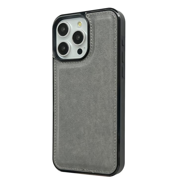 For iPhone 14 Pro Max Cowhide Texture Back Cover Phone Case(Grey)