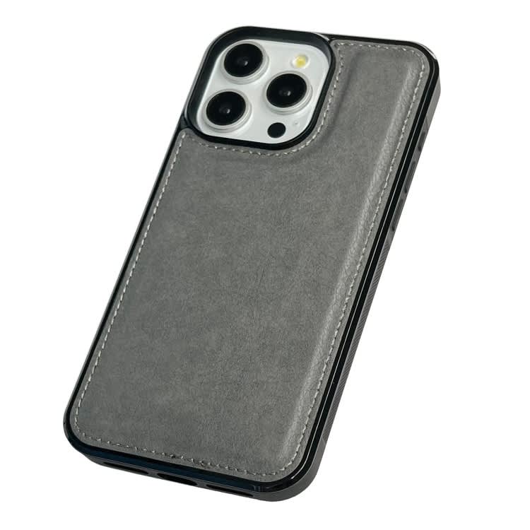 For iPhone 14 Pro Max Cowhide Texture Back Cover Phone Case(Grey)