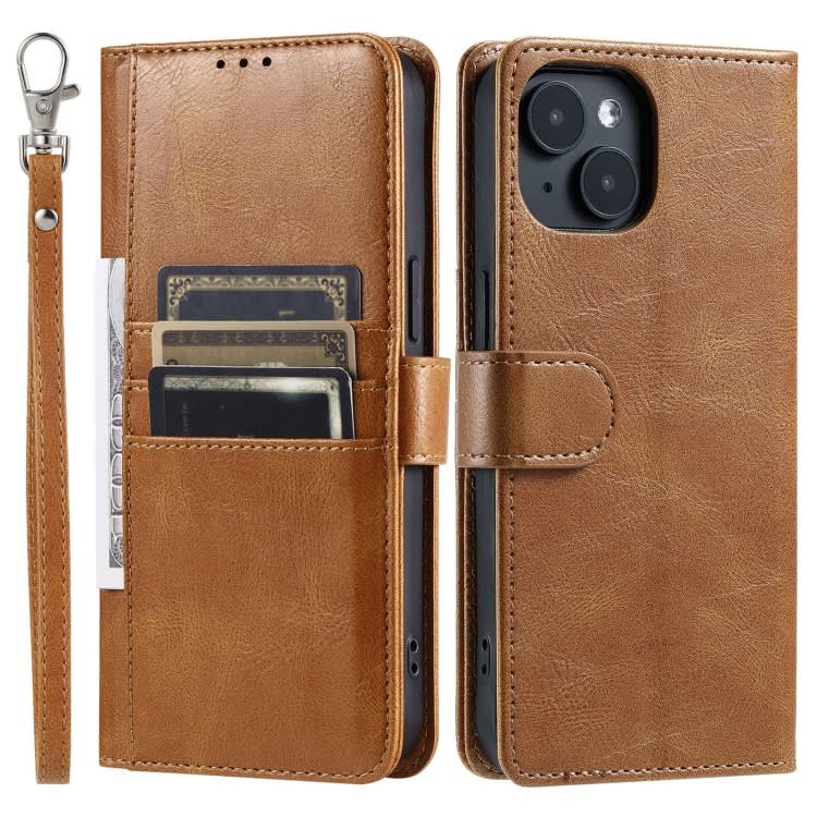 For iPhone 13 Simple 6-Card Wallet Leather Phone Case(Brown)
