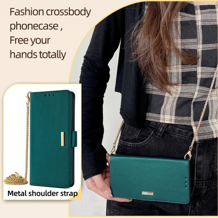 For Samsung Galaxy A25 5G Crossbody Chain Leather Phone Case(Green)