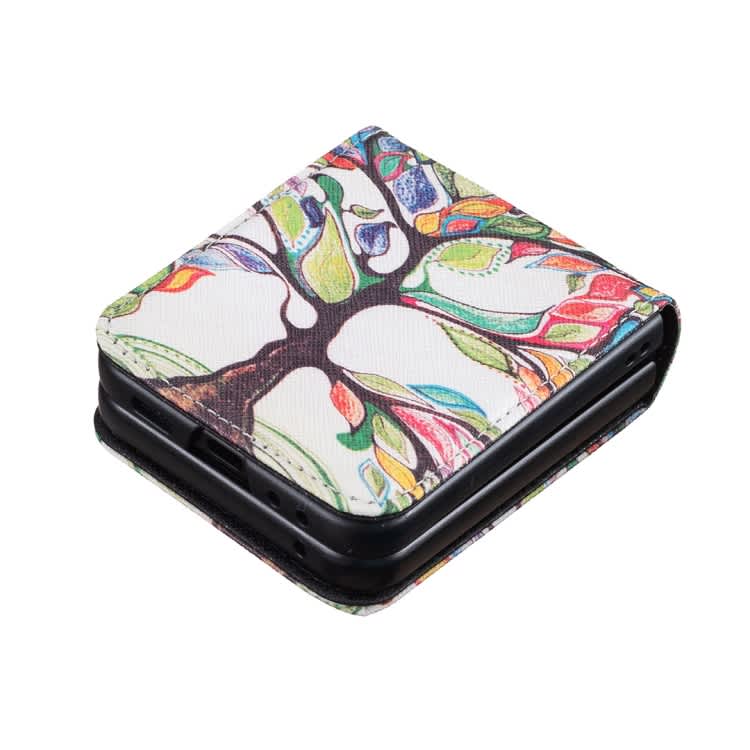 For Samsung Galaxy Z Flip5 Colored Drawing Pattern PU + PC Shockproof Phone Case(Big Tree)