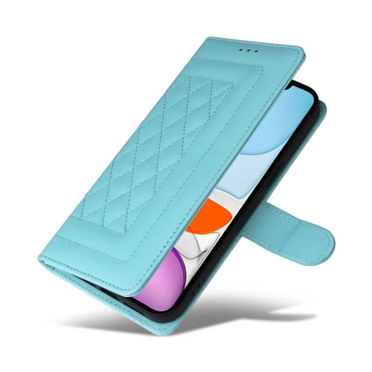 For iPhone 11 Diamond Lattice Leather Flip Phone Case(Mint Green)
