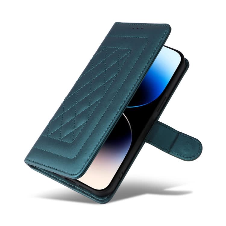 For iPhone 14 Pro Diamond Lattice Leather Flip Phone Case(Green)