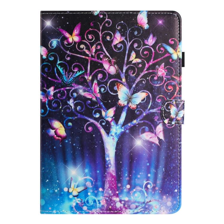 For Samsung Galaxy Tab A9 Painted Litchi Leather Sewing Tablet Case(Meteor Butterfly)