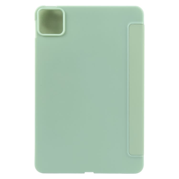 For iPad Air 11 2024 Three-fold Holder Flip Tablet Leather Case(Mint Green)