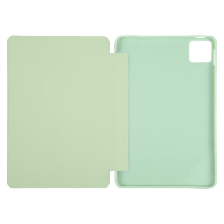 For iPad Air 11 2024 Three-fold Holder Flip Tablet Leather Case(Mint Green)