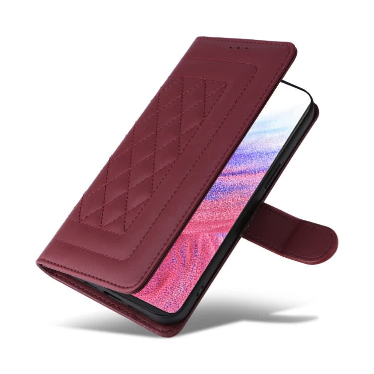 For Samsung Galaxy A53 Diamond Lattice Leather Flip Phone Case(Wine Red)