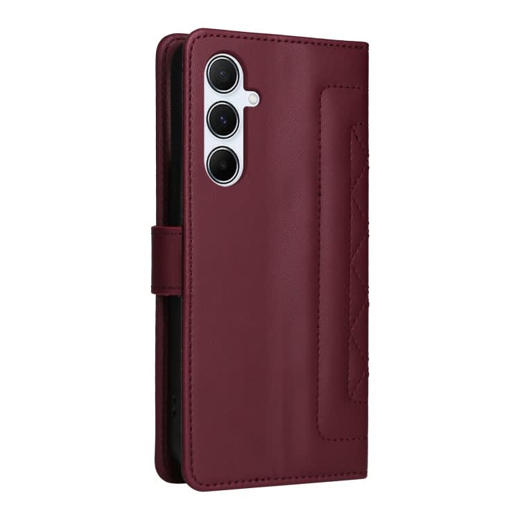 For Samsung Galaxy A55 Diamond Lattice Leather Flip Phone Case(Wine Red)