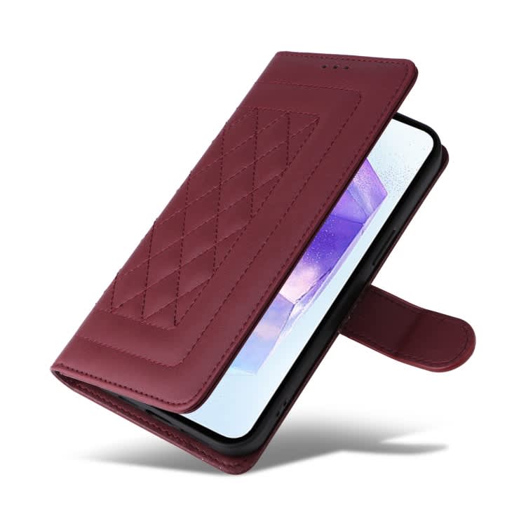 For Samsung Galaxy A55 Diamond Lattice Leather Flip Phone Case(Wine Red)