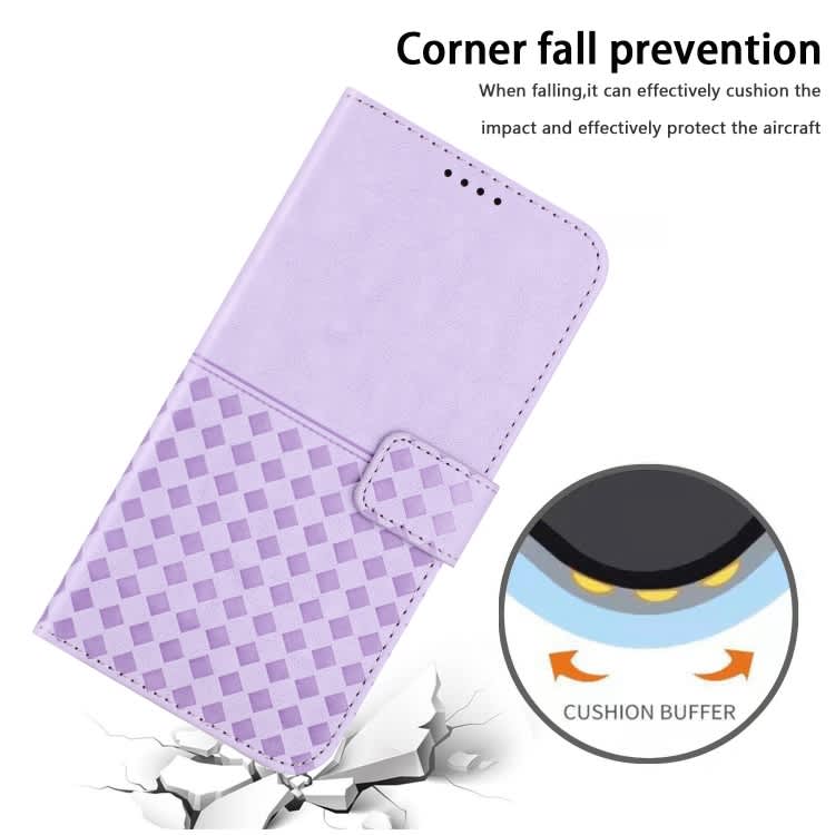 For iPhone 13 Pro Max Woven Embossed RFID Blocking Leather Phone Case(Purple)