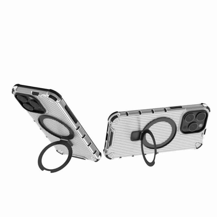 For iPhone 15 Grating Holder Shockproof Phone Case(Transparent)