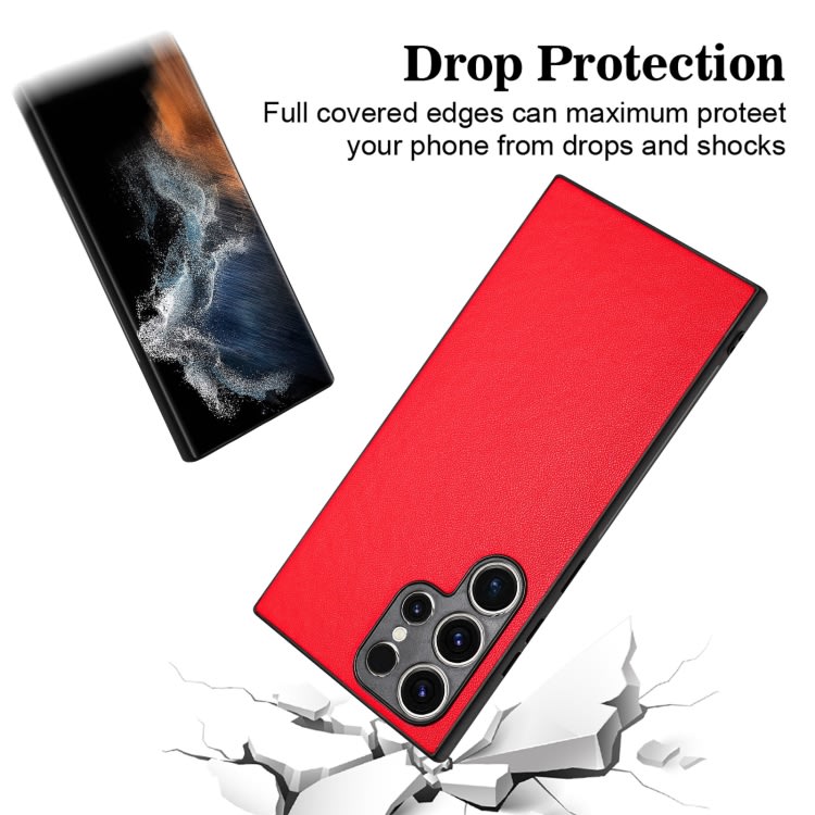 For Samsung Galaxy S23 Ultra 5G R20 Leather Pattern Phone Single Case(Red)