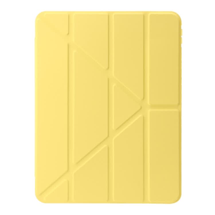 For iPad Air 11 2024 Clear Acrylic Deformation Leather Tablet Case(Yellow)