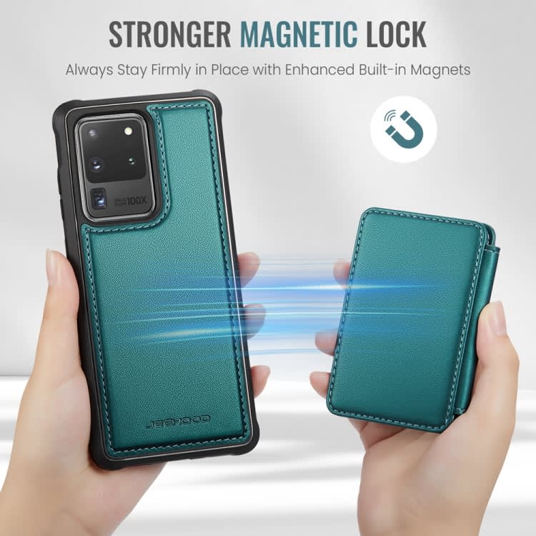 For Samsung Galaxy S20 Ultra 5G JEEHOOD J05 Business Magnetic Style RFID Leather Phone Case(Blue Gr