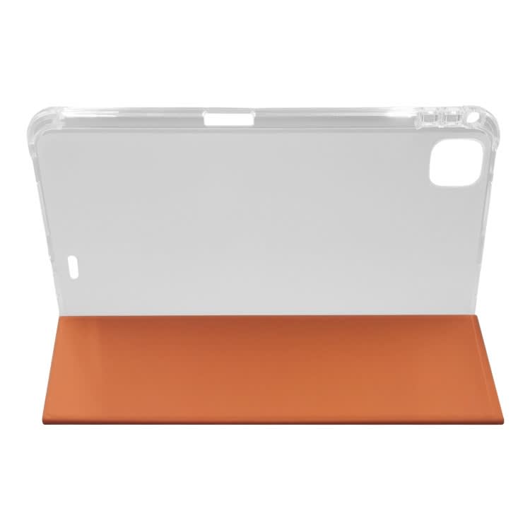For iPad Pro 11 2024 3-folding Electric Pressed Skin Texture Leather Tablet Case(Orange)